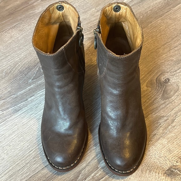 Fiorentini Baker Ankle Heel Boots Side Zip Brown Leather Italy Womens 8 EU 38.5 - Picture 3 of 10